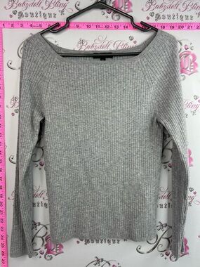 Banana Republic sweater cotton grey Light Gray Ribbed Scoop Neck Sweater
